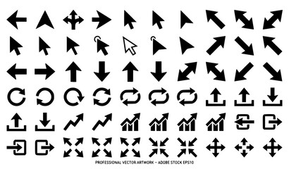 Fototapeta premium Black Arrow Cursor Navigation and UI Symbol Vector Collection