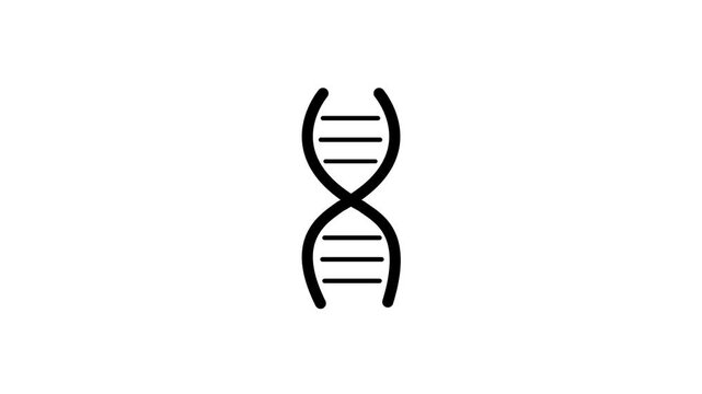 Black DNA Double Helix Icon Isolated on White Background, Genetics, Biology, Biotechnology, Medical Research and Genetic Science Symbol &ndash; 4K.