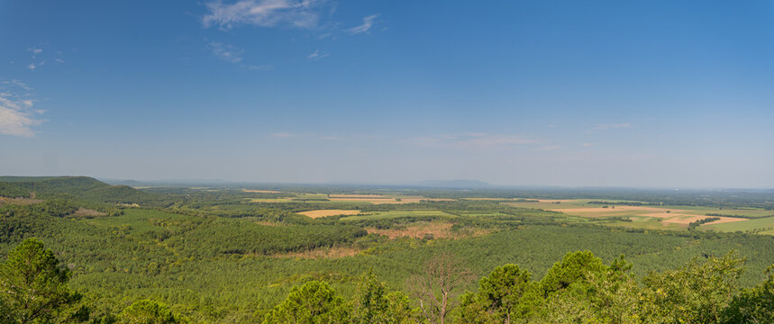 Panoramic view of forest and fields in Petit Jean State Park