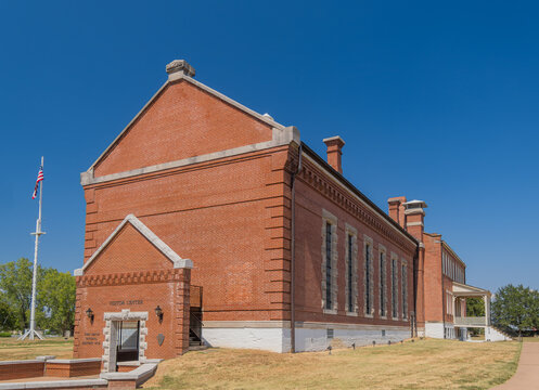Red brick visitor center building exterior
