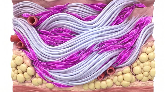3D Microscopic Diagram of Severe Collagen Fibrosis in Scleroderma