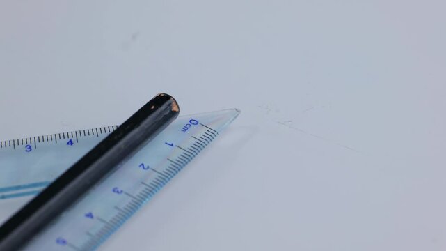 40 degree isosceles right triangle ruler marked in centimeter. Study tool, math tool, student drawing tool.