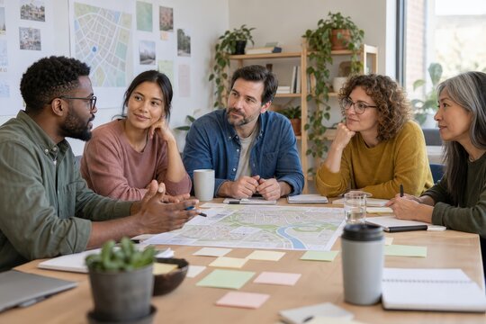 Nonprofit team discusses community project plans