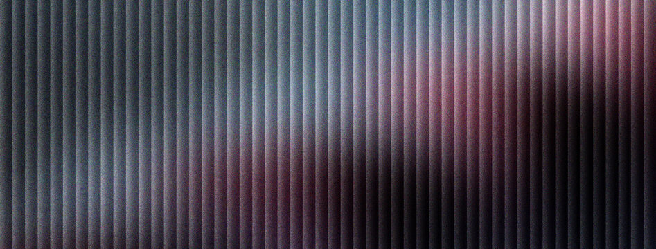 Industrial corrugated metal texture with dark moody lighting. Ribbed steel surface background with purple and blue reflections. Abstract metallic wall pattern for modern architectural design.