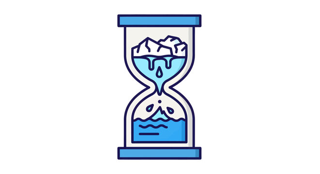 Hourglass with melting ice and water.
