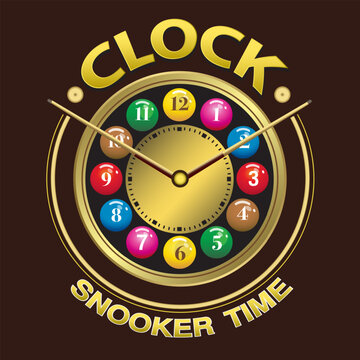 Golden Snooker Clock Illustration
