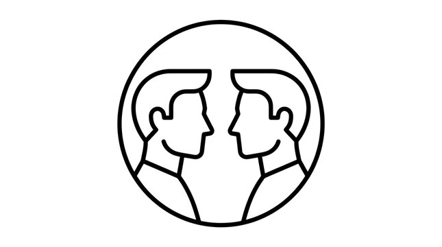 Two human heads facing each other icon isolated on white background