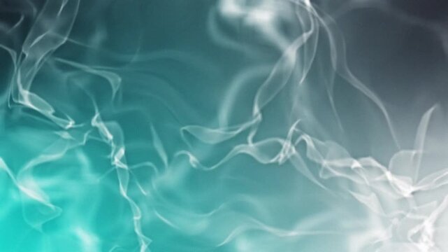 Abstract smooth white smoke rising over dynamic turquoise and dark grey background with elegant organic motion perfect for atmospheric titles or visual effects.