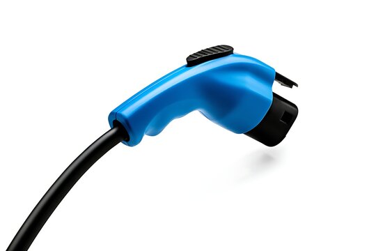 Electric vehicle charging plug connector isolated on white background
