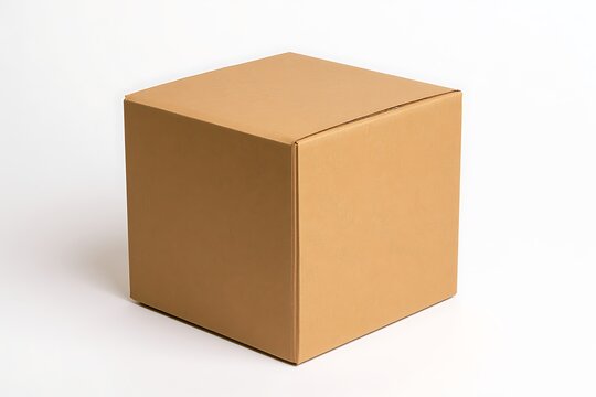 A simple brown cardboard box isolated on white background