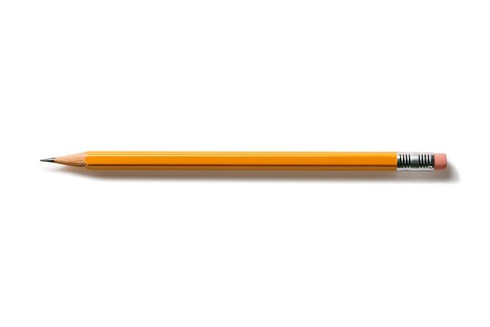 Yellow wooden pencil isolated on white background