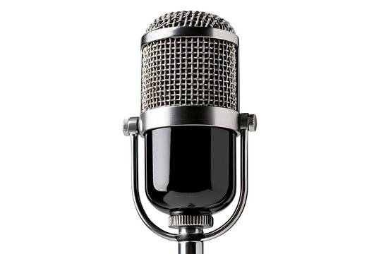 Vintage style microphone isolated on white background