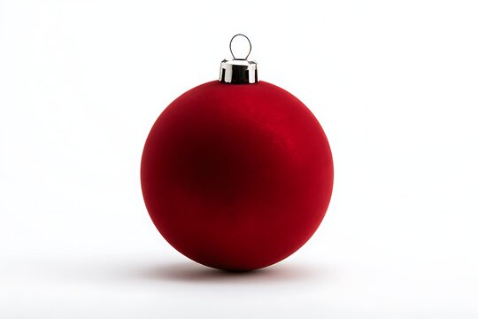 Red christmas bauble ornament isolated on white background