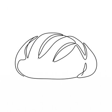 a continuous single line drawing of a freshly baked round loaf of artisan crusty bread