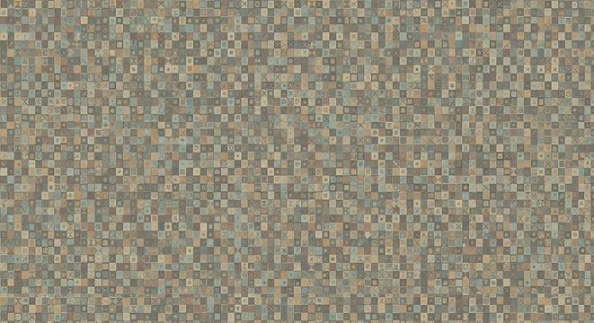 Abstract digital background featuring a seamless pattern of small muted earth tone squares and pixelated geometric texture