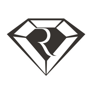 Letter R with Diamond Logo Design. Jewelry Logo With Diamond Icon Vector Template