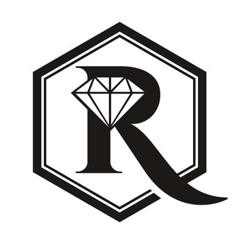 Letter R with Diamond Logo Design. Jewelry Logo With Diamond Icon Vector Template