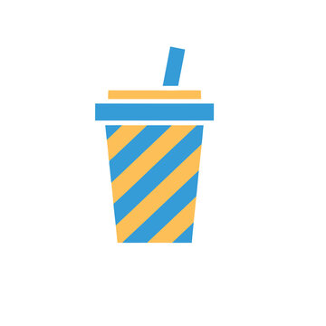 Stylized cup with straw and stripes