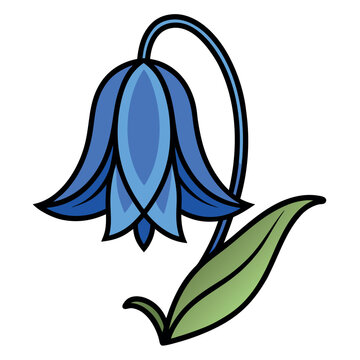 Bluebell flower clipart outline vector illustration. 