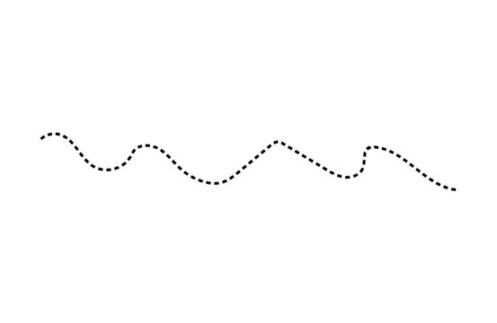 Black dashed wavy line isolated on a white background for design elements