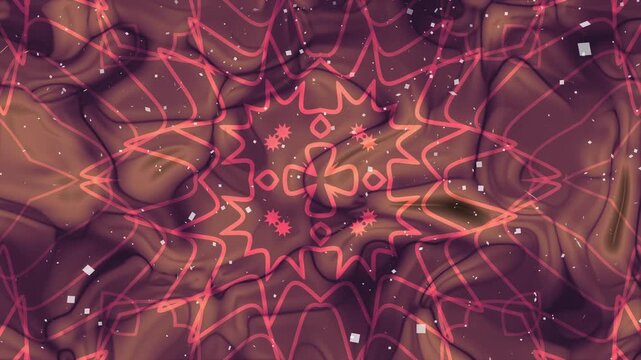 Pink geometric mandala overlay fractal patterns and dark brown textures suitable for abstract backgrounds, digital art projects, design elements, and creative concepts.