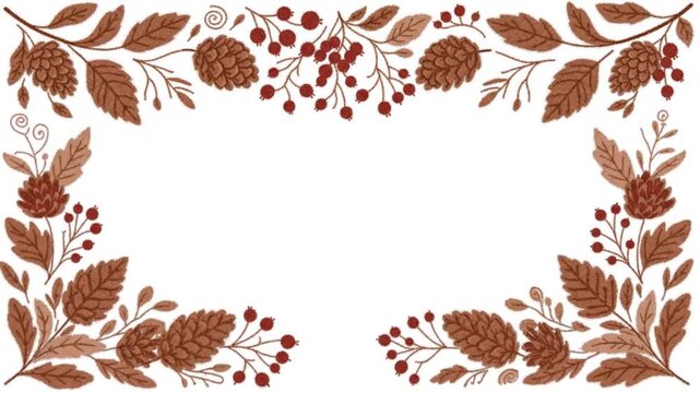 Autumn Botanical Border Animation Pine Cones and Berries Frame