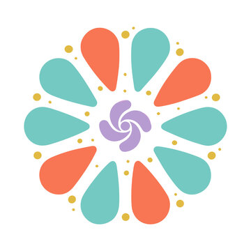 Colorful abstract floral pattern with dots