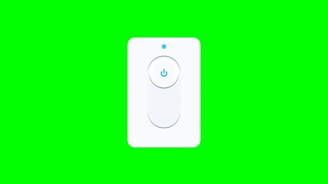 Smart Home Light Switch Turning On Animation with Green Screen Background
