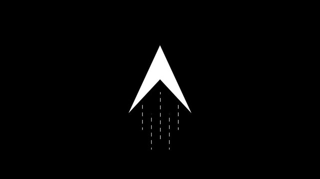 abstract upward moving arrows loop animation with speed dashed lines representing growth progress directional direction and success on dark background.