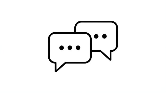 Two speech bubbles overlapping on a plain background symbolizing communication conversation or dialogue interaction