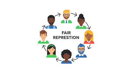 Fototapeta premium Diverse People Circle Illustration for Fair Representation and Inclusion Concept