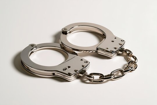 Metal handcuffs isolated on white background