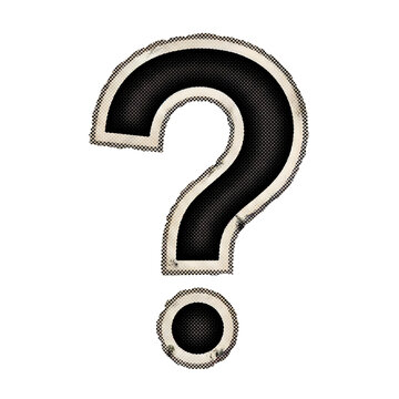 Black question mark symbol on a dark background with decorative golden border