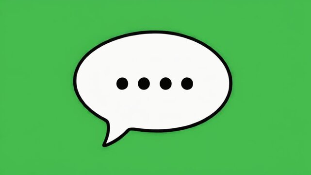 Animated speech bubble with dots on green screen background. This motion graphic shows a white chat cloud expanding from a circle. Used for social media, messaging apps, and communication clips.