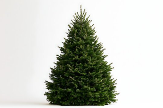 Full green christmas tree isolated on white background