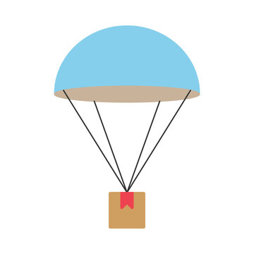 flat vector illustration of package with parachute