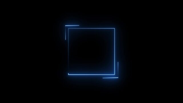 ​modern cyan neon square frame HUD interface element loop animation.