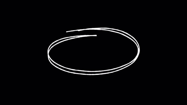 Hand drawn scribble oval sketch outline motion graphic vector animation with alpha channel