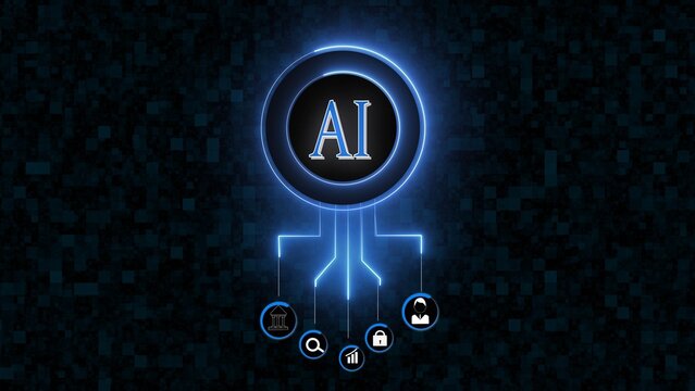 AI artificial intelligence text and glowing digital data network connection concept motion graphics animation.