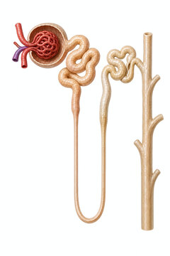 Detailed Human Nephron Anatomy Scientific Illustration
