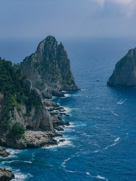 Coastal view of Capri Island, Italy.