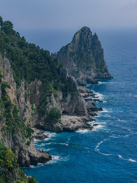 Coastal view of Capri Island, Italy.