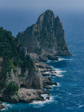 Coastal view of Capri Island, Italy.