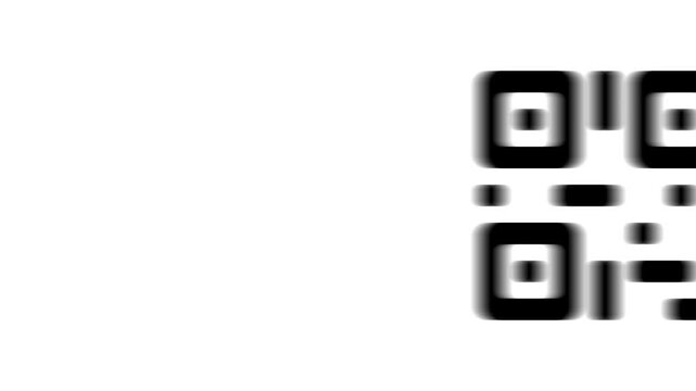 Animation set, qr code symbol. Animations: transparency, zooms, transition top to down, transition left to right, slide up to down, slide left to right