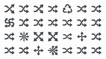 Fototapeta premium Comprehensive Set of Shuffle Mixing and Directional Arrow Icons