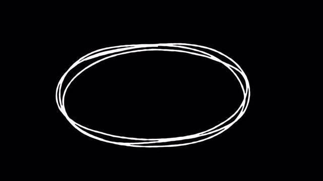 Hand drawn multi loop oval sketch outline motion graphic vector animation with alpha channel