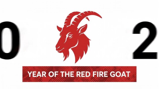 Year of the red fire goat text banner