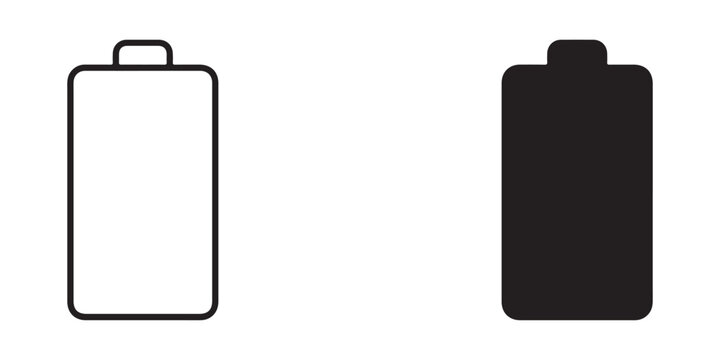 battery icon illustration showing empty and full battery levels side by side for digital design use