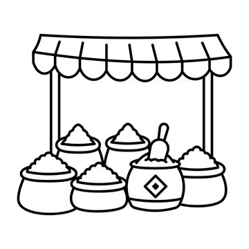 Hand-drawn doodle of Spice Souk, presented with clear, lear recognizable subject details and clean black outlines against a simple white background.