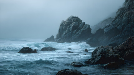 Fototapeta premium waves crashing on rocks